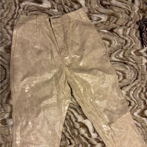 Nasty Gal Crocodile-Embossed Tan Pants